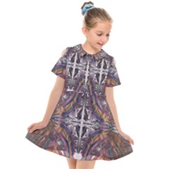 Mixed Media Print Kids  Short Sleeve Shirt Dress by kaleidomarblingart