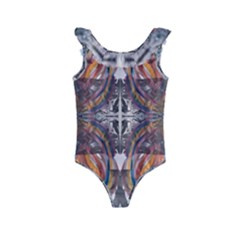 Mixed Media Print Kids  Frill Swimsuit by kaleidomarblingart