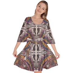 Mixed Media Print Velour Kimono Dress by kaleidomarblingart