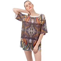 Mixed Media Print Oversized Chiffon Top by kaleidomarblingart