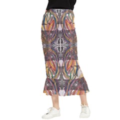 Mixed Media Print Maxi Fishtail Chiffon Skirt