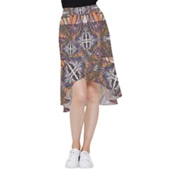 Mixed Media Print Frill Hi Low Chiffon Skirt