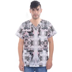 Grey On Pink Marbling Men s V-neck Scrub Top