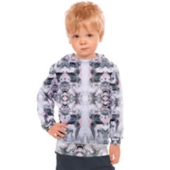 Grey On Pink Marbling Kids  Hooded Pullover by kaleidomarblingart