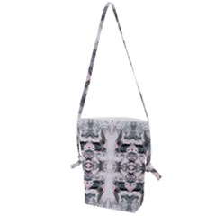 Grey On Pink Marbling Folding Shoulder Bag by kaleidomarblingart