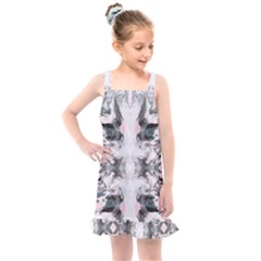 Grey On Pink Marbling Kids  Overall Dress by kaleidomarblingart