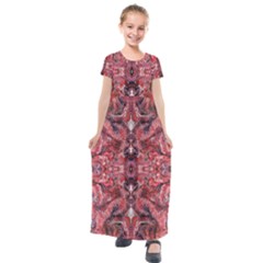 Red Arabesque Kids  Short Sleeve Maxi Dress