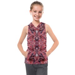 Red Arabesque Kids  Sleeveless Hoodie by kaleidomarblingart