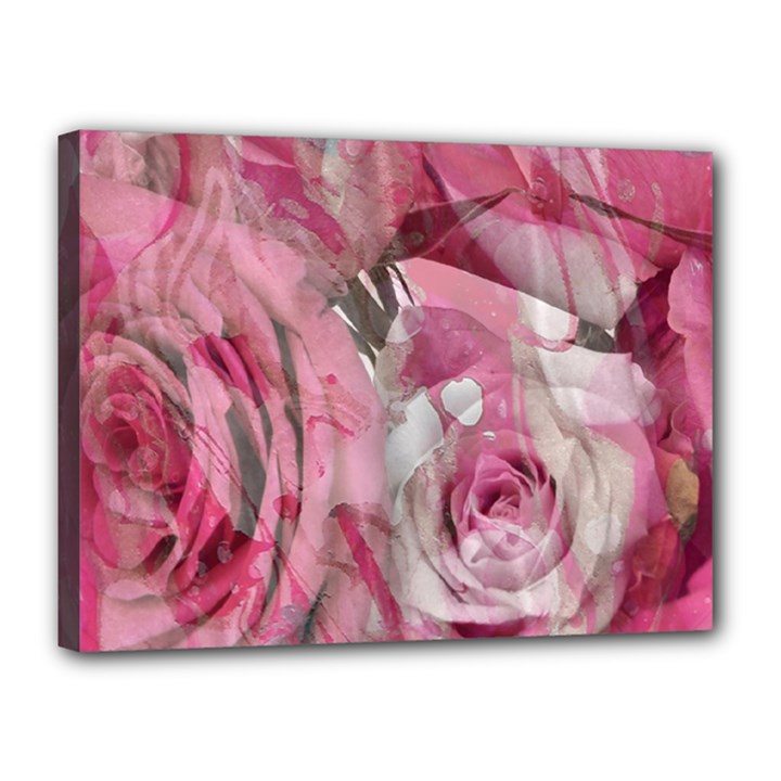 Roses Marbling  Canvas 16  x 12  (Stretched)