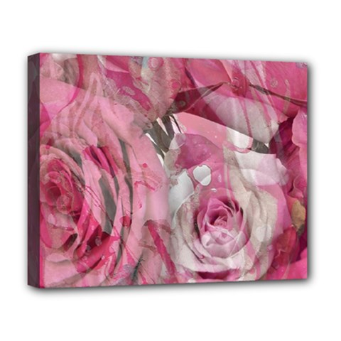 Roses Marbling  Deluxe Canvas 20  X 16  (stretched) by kaleidomarblingart