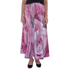 Roses Marbling  Flared Maxi Skirt by kaleidomarblingart