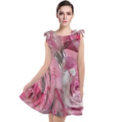 Roses Marbling  Tie Up Tunic Dress by kaleidomarblingart