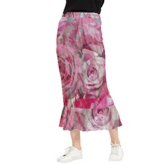 Roses Marbling  Maxi Fishtail Chiffon Skirt