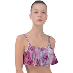 Roses Marbling  Frill Bikini Top by kaleidomarblingart