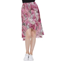 Roses Marbling  Frill Hi Low Chiffon Skirt