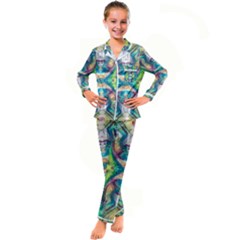 Velvet Repeat Kid s Satin Long Sleeve Pajamas Set