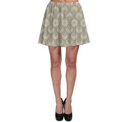 Bright Silver Flowers Motif Pattern Skater Skirt by dflcprintsclothing