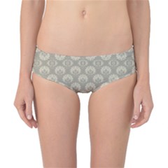 Bright Silver Flowers Motif Pattern Classic Bikini Bottoms by dflcprintsclothing