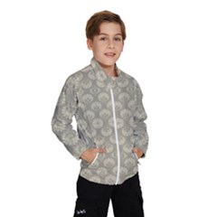 Bright Silver Flowers Motif Pattern Kids  Windbreaker by dflcprintsclothing