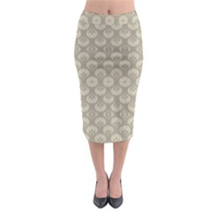 Bright Silver Flowers Motif Pattern Midi Pencil Skirt by dflcprintsclothing