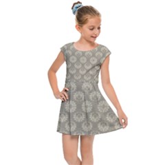 Bright Silver Flowers Motif Pattern Kids  Cap Sleeve Dress by dflcprintsclothing