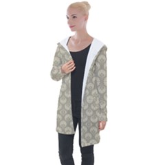 Bright Silver Flowers Motif Pattern Longline Hooded Cardigan by dflcprintsclothing