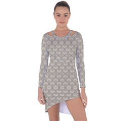 Bright Silver Flowers Motif Pattern Asymmetric Cut-out Shift Dress by dflcprintsclothing