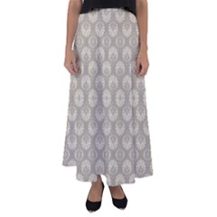 Bright Silver Flowers Motif Pattern Flared Maxi Skirt by dflcprintsclothing