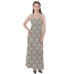 Bright Silver Flowers Motif Pattern Sleeveless Velour Maxi Dress by dflcprintsclothing