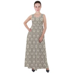 Bright Silver Flowers Motif Pattern Empire Waist Velour Maxi Dress by dflcprintsclothing