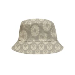 Bright Silver Flowers Motif Pattern Bucket Hat (kids)