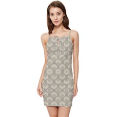 Bright Silver Flowers Motif Pattern Summer Tie Front Dress