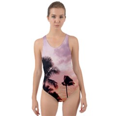 Palm Trees Cut-out Back One Piece Swimsuit by LW323