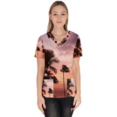 Palm Trees Women s V-neck Scrub Top by LW323