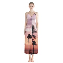 Palm Trees Button Up Chiffon Maxi Dress by LW323