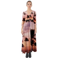 Palm Trees Button Up Boho Maxi Dress by LW323