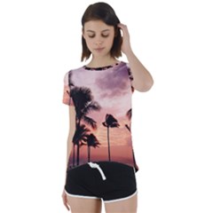 Palm Trees Short Sleeve Foldover Tee by LW323