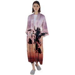 Palm Trees Maxi Satin Kimono by LW323