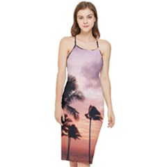 Palm Trees Bodycon Cross Back Summer Dress