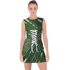 Relaxing Palms Lace Up Front Bodycon Dress by LW323