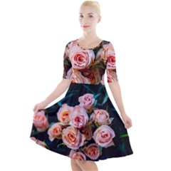 Sweet Roses Quarter Sleeve A-line Dress by LW323