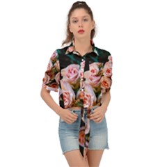 Sweet Roses Tie Front Shirt  by LW323