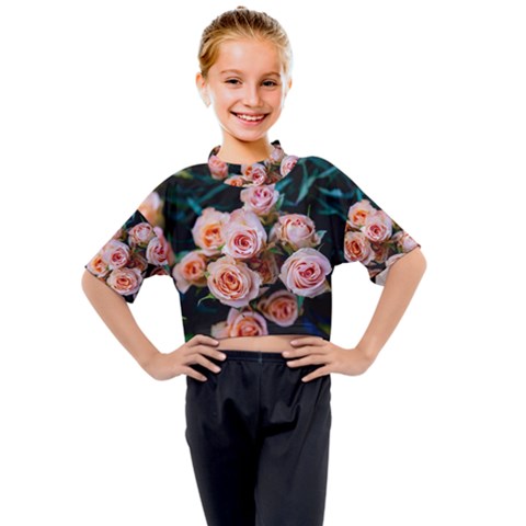 Sweet Roses Kids Mock Neck Tee by LW323