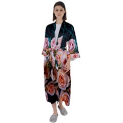 Sweet Roses Maxi Satin Kimono by LW323