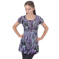 Lavender Love Puff Sleeve Tunic Top by LW323