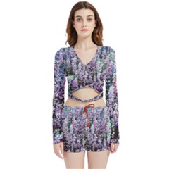 Lavender Love Velvet Wrap Crop Top And Shorts Set by LW323