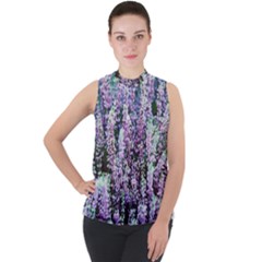 Lavender Love Mock Neck Chiffon Sleeveless Top by LW323