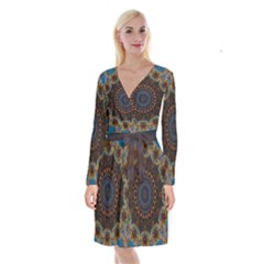 Victory Long Sleeve Velvet Front Wrap Dress by LW323