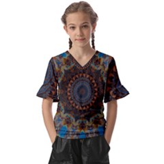 Victory Kids  V-neck Horn Sleeve Blouse by LW323