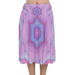 Cotton Candy Velvet Flared Midi Skirt by LW323